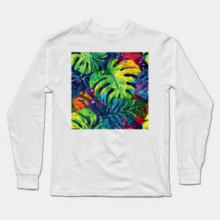 Rainbow monstera pattern Long Sleeve T-Shirt